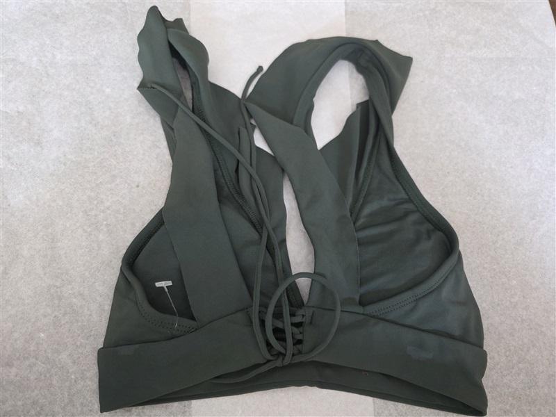 NWOT Robin Piccone Malia XS Olive GreenSolid Bikini Top Tie Back 123397