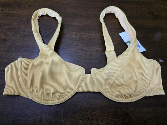 NWT Charlie Holiday L Yellow RIBBED Underwire Bikini Top 126793