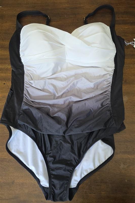 NWOT Sonnet Shores 24 Shirred Ombre Bandeau 1PC Swimsuit Blue 126794