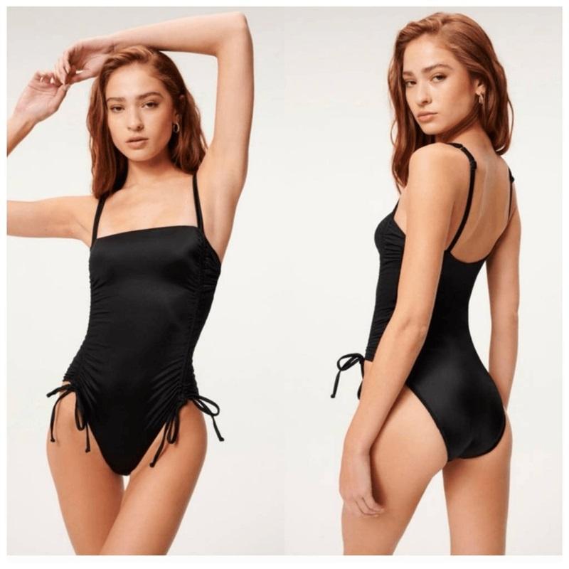 NWT Good American 5XL Shine Ruched Gathered Sides Black 1PC Swimsuit 126798
