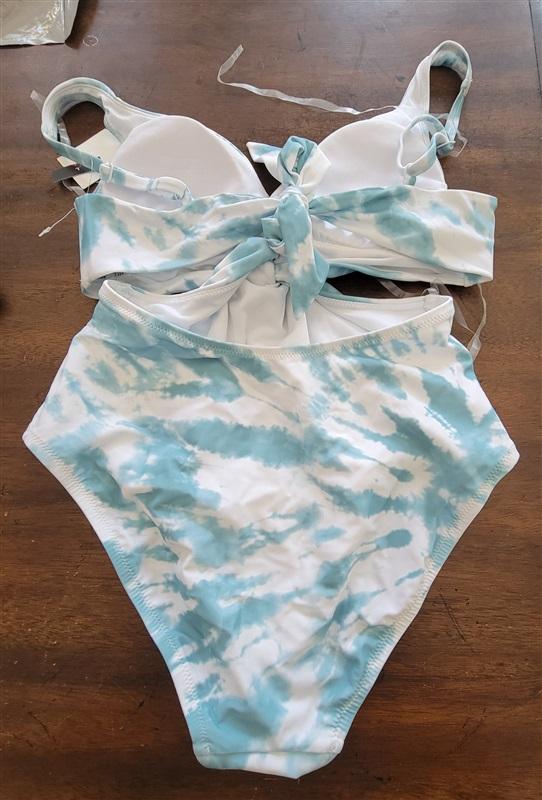 NWOT Bar III L Spiraling Abalone Blue Monokini 1PC Swimsuit 126802