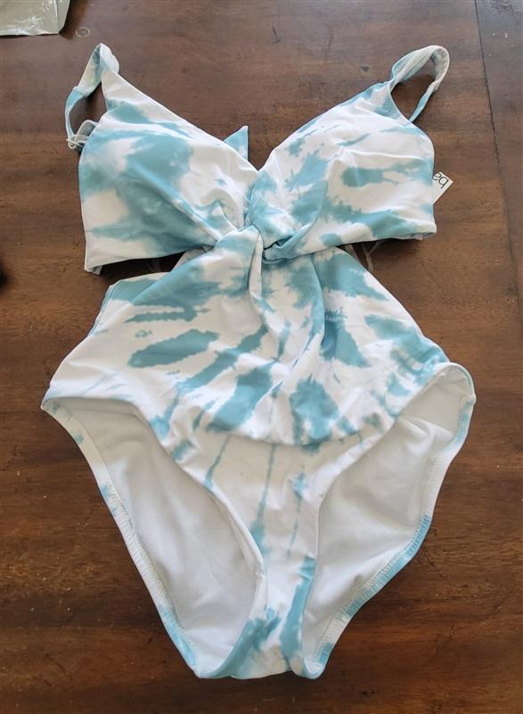 NWOT Bar III L Spiraling Abalone Blue Monokini 1PC Swimsuit 126802
