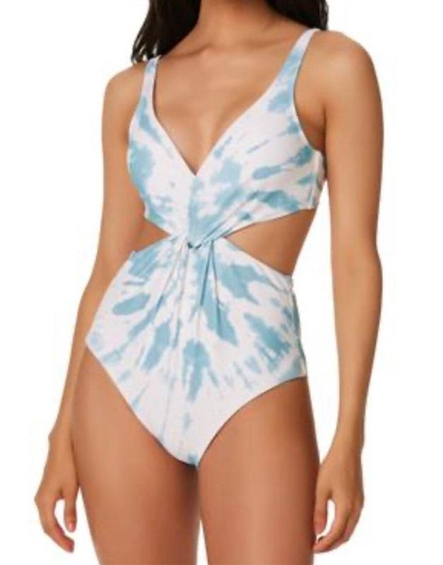 NWOT Bar III L Spiraling Abalone Blue Monokini 1PC Swimsuit 126802