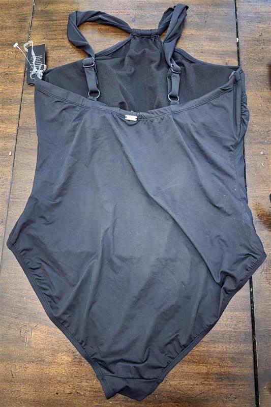 NWT Ralph Lauren 22W High Neck Tummy Control 1PC Swimsuit Black 126804