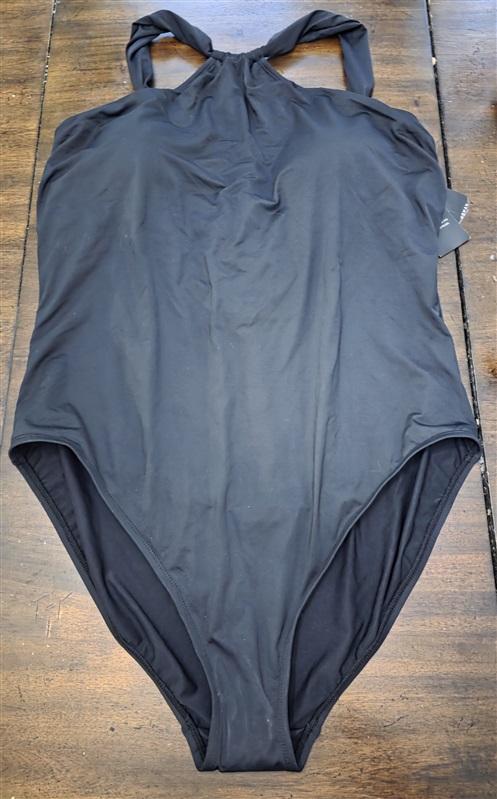 NWT Ralph Lauren 22W High Neck Tummy Control 1PC Swimsuit Black 126804