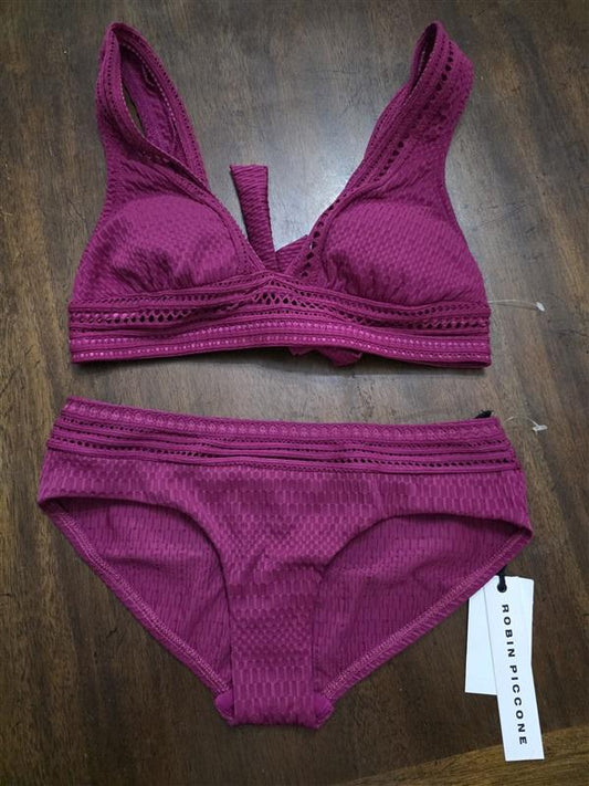NWT Robin Piccone Perla Crochet XS Halter Top & XXS Bikini Swim Bottom 126807