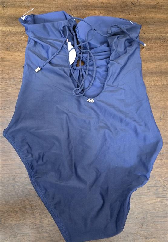 NWT Pilyq S Nat Keyhole Braided 1PC Swimsuit Navy Blue 126809