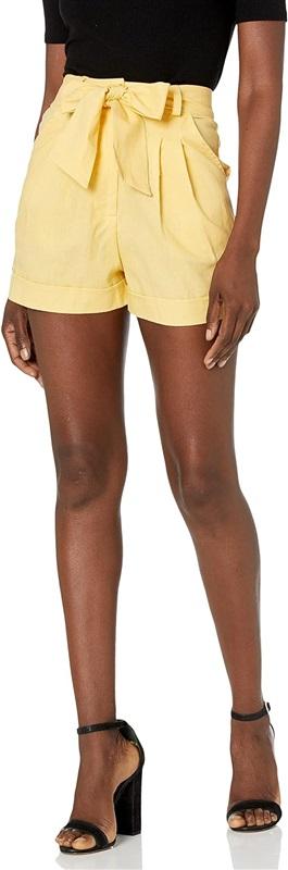 NWOT Clayton S Suzy Yellow Linen Tie Front Shorts 126811