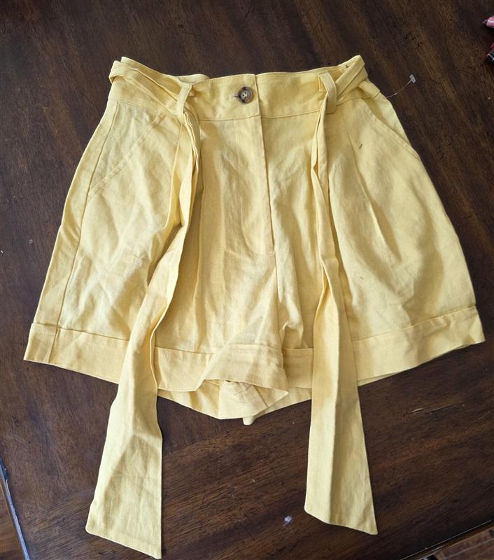 NWOT Clayton S Suzy Yellow Linen Tie Front Shorts 126811