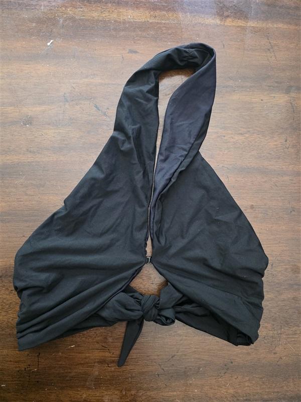 NWT PIlyq S Black Talie Halter Tie Back Bikini Swim Top 126814