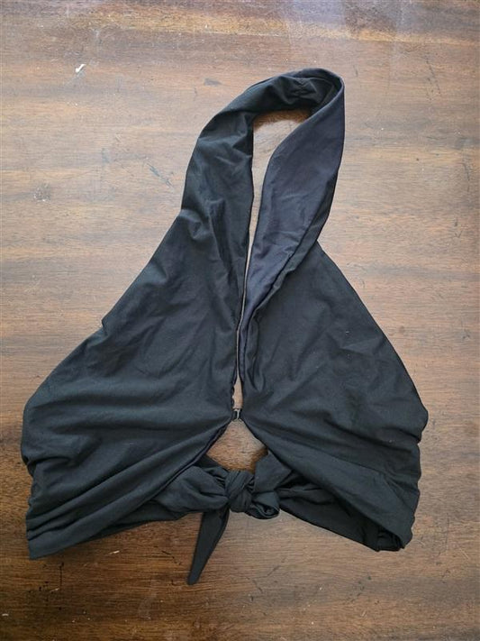 NWT PIlyq S Black Talie Halter Tie Back Bikini Swim Top 126814