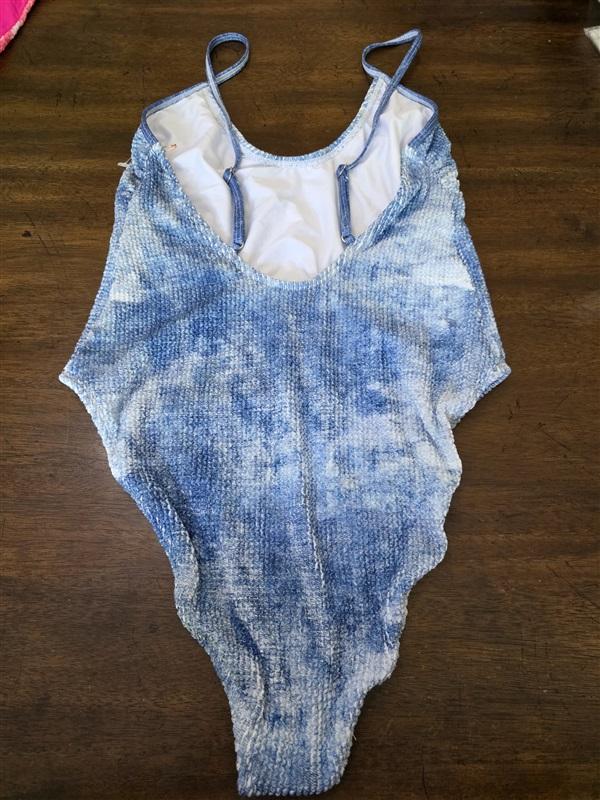NWOT Good American L/XL Always Fits Sculpt 1PC Blue White Swimsuit 126820