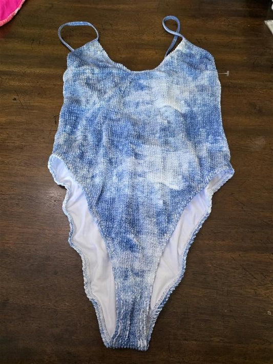 NWOT Good American L/XL Always Fits Sculpt 1PC Blue White Swimsuit 126820