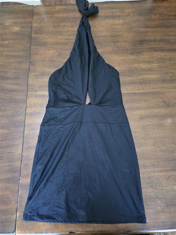 NWOT PilyQ L Alex Black Deep V Tankini 1PC Swimsuit 126822