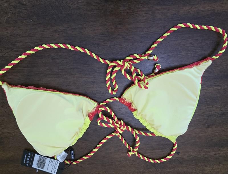 NWT Relleciga L Yellow & Red Lace Rope Top & Bikini Swim Bottom 126829