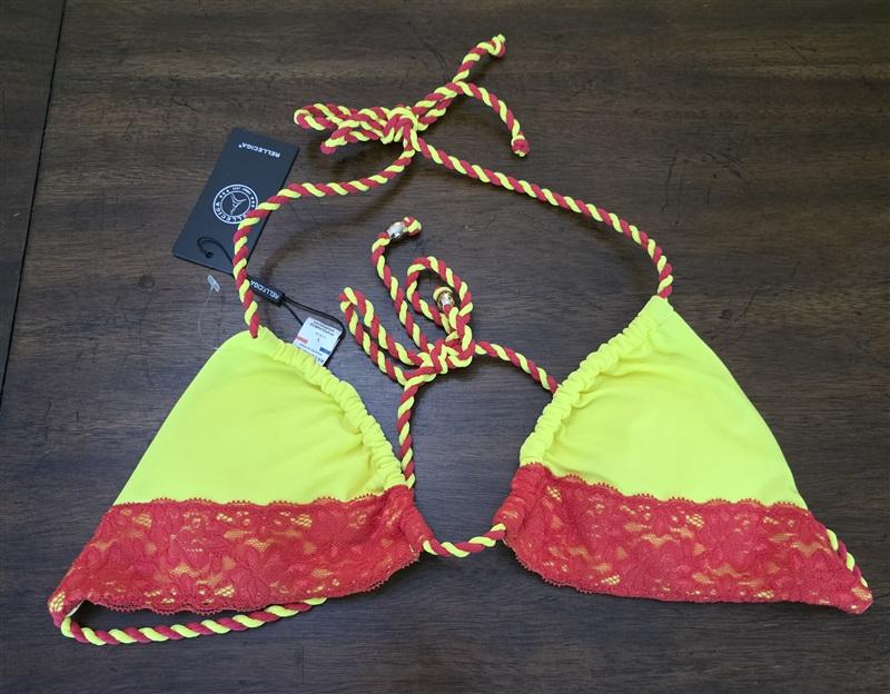NWT Relleciga L Yellow & Red Lace Rope Top & Bikini Swim Bottom 126829