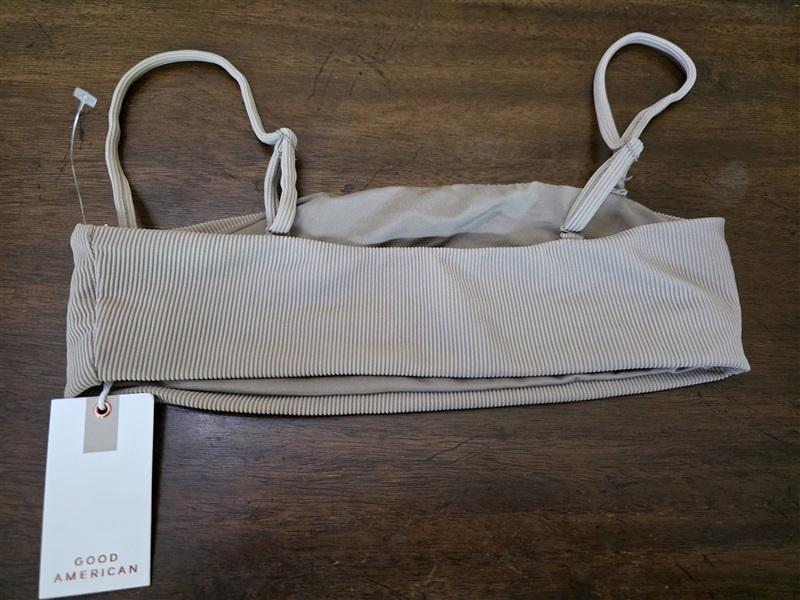 NWT Good American M Better Bandeau Top Beige Bikini Swim Tube 126832