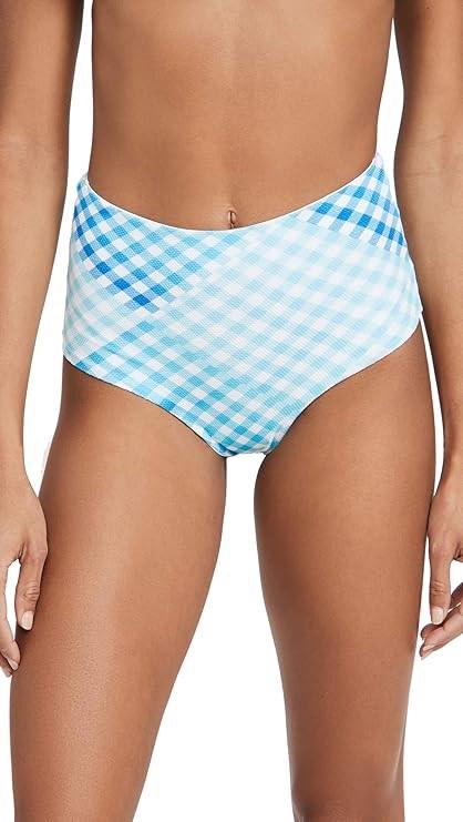 NWOTD L*Space XS Portia High Waist Bikini Bottom Blue Gingham 126835