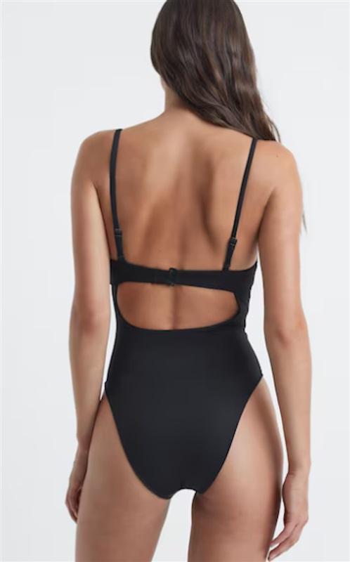 NWOT Good American M SHOW OFF Black Underwire 1PC Swimsuit 126841