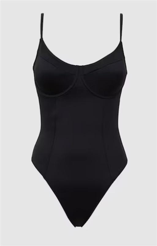 NWOT Good American M SHOW OFF Black Underwire 1PC Swimsuit 126841