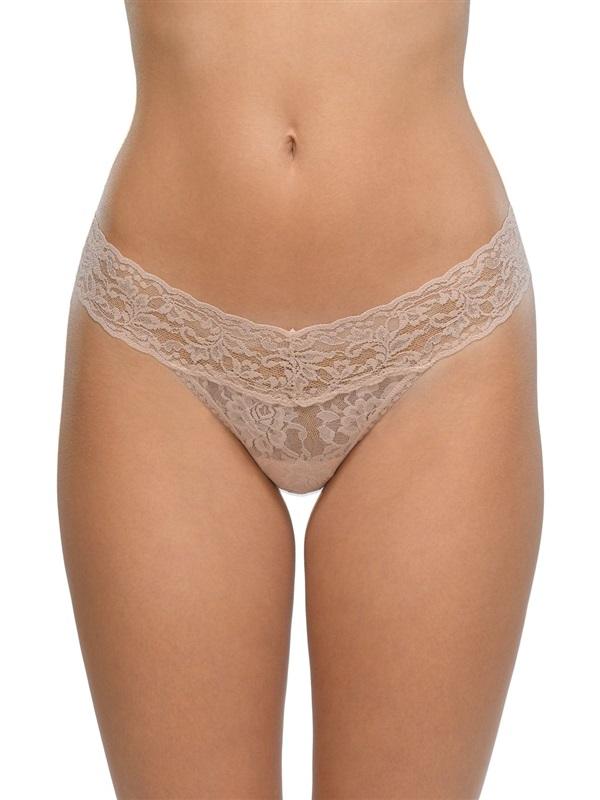 NWOT Hanky Panky 1 Beige Signature Lace Original Rise Thong Underwear 126847