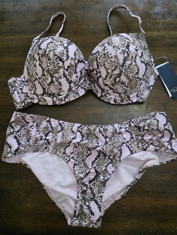 NWT Rachel Roy Pink Python L Snake Underwired Bikini Swim Top & Bottom 126874
