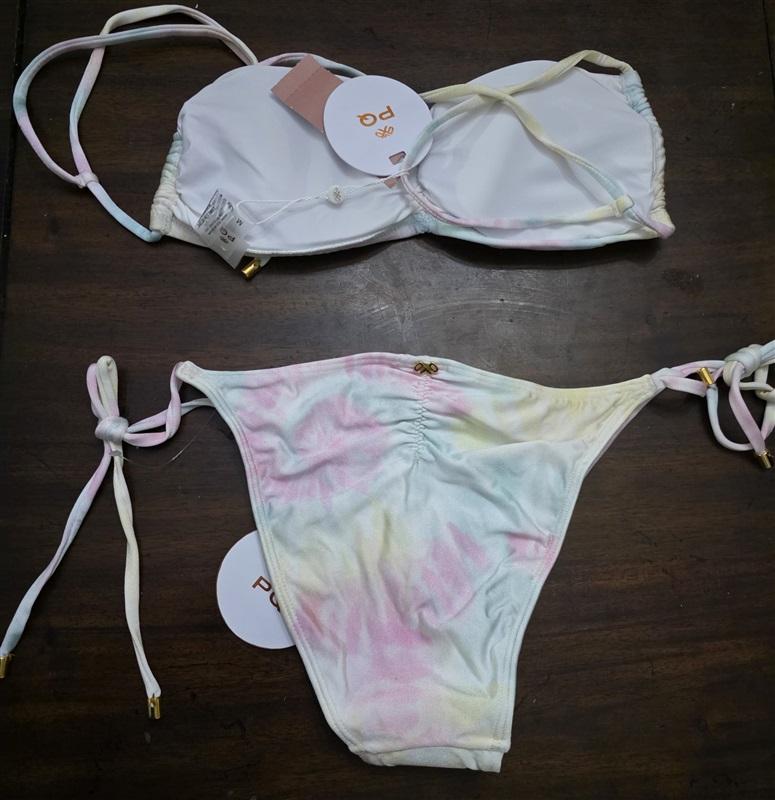 NWT Pilyq UTO Luna M Ruched Scoop Utopia Bikini Swim Top & Bottom 126883