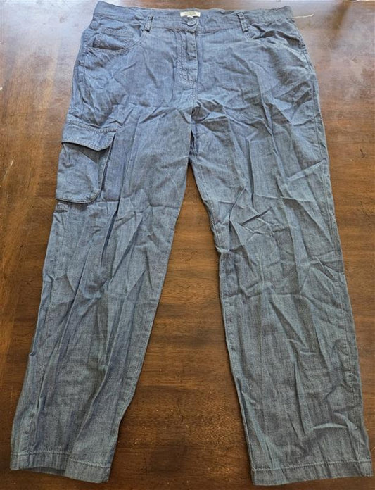NWT Max Studio 12 Cargo Chino Blue Faux Denim Ankle Pants 126885