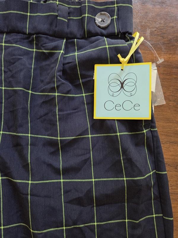 NWT CeCe 8 Gramercy Girl Windowpane Wide Leg Cropped Pants 1268980