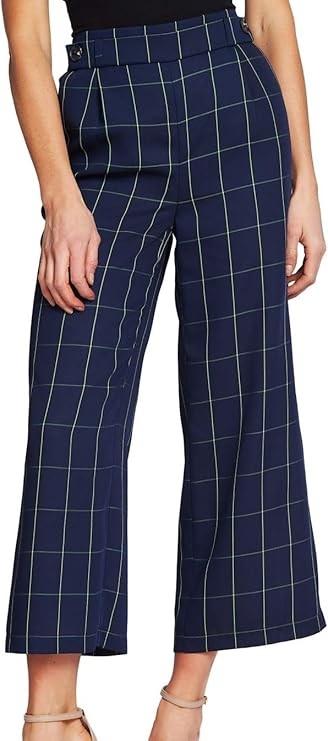 NWT CeCe 8 Gramercy Girl Windowpane Wide Leg Cropped Pants 1268980