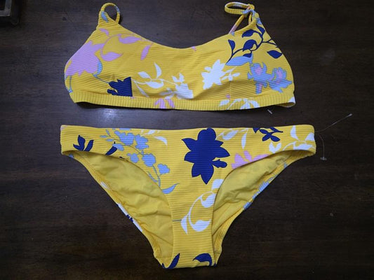 NWOT Seafolly 10 USA Florence Yellow Floral Bikini Top & Bottom 126905