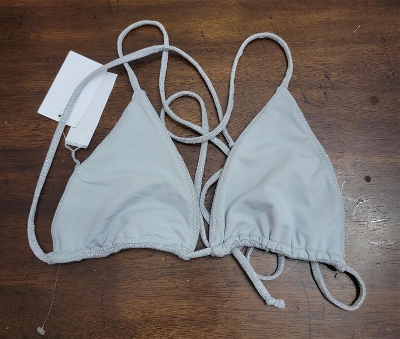 NWT Good American M Silver Glitter Bikini Top & Bottom 126906