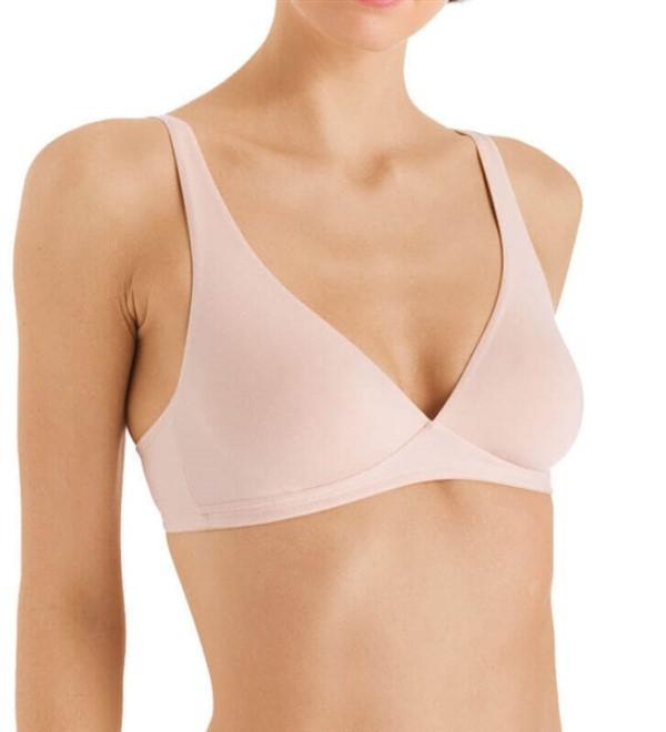 NWT Hanro of Switzerland 34A Cotton Sensations Wire Free Bra 1358 Beige 126976