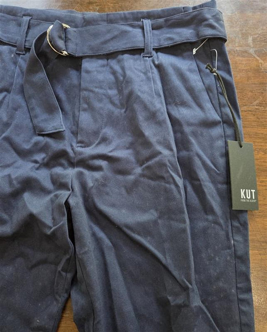 NWT KUT From Kloth 6 Belted Ankle Leg Pant Blue 127004