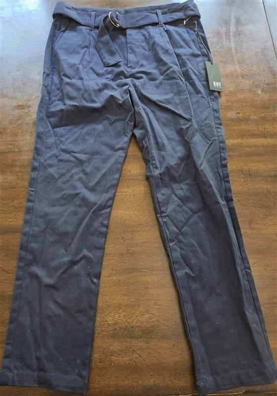 NWT KUT From Kloth 6 Belted Ankle Leg Pant Blue 127004