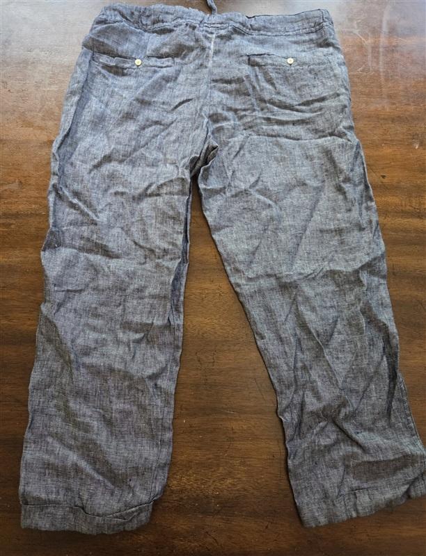 NWTD Allen Allen M Linen Chambray Blue Pants Tie Front 127005