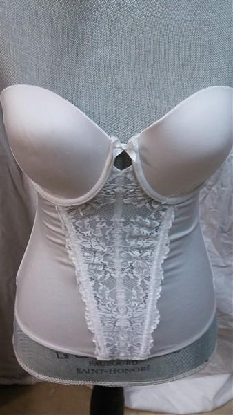 NWPT Maidenform 34D Strapless Floral Lace Push Up Bustier MFB100 White 127008