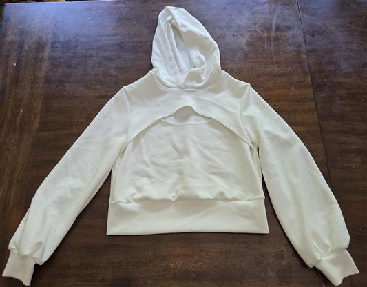 NWOTD Lanston SM Cut Out Cropped Hoodie White 127045