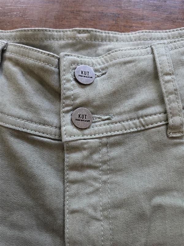 NWT KUT From Kloth 2 Ankle Leg Twill Pant 2 Button Green 127050