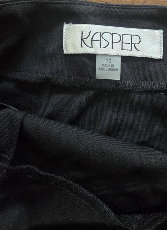 NWOT Kasper 10 Stretch Faux Button Stretch Black Skirt 127074
