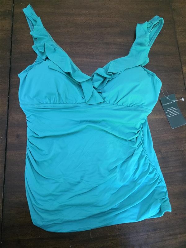 NWT Ralph Lauren 12 Beach Club Ruffle Tankini Beach Halter Top Green 127077