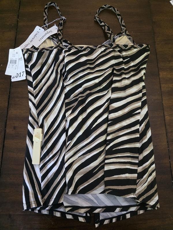 NWT Miraclesuit 16 Love Knot Underwire Tankini Top Tiger Stripe 127083