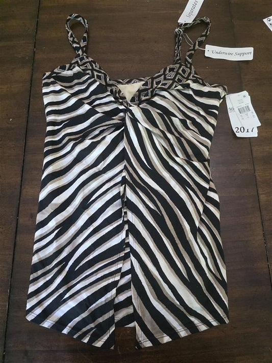 NWT Miraclesuit 16 Love Knot Underwire Tankini Top Tiger Stripe 127083