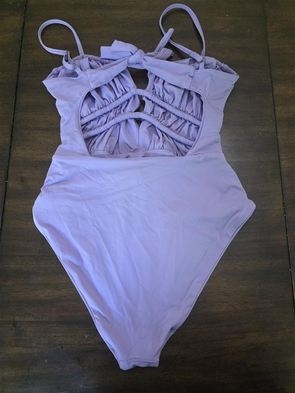 NWOT BECCA Color Code Shirred Cut Out 1PC Swimsuit Purple 127084