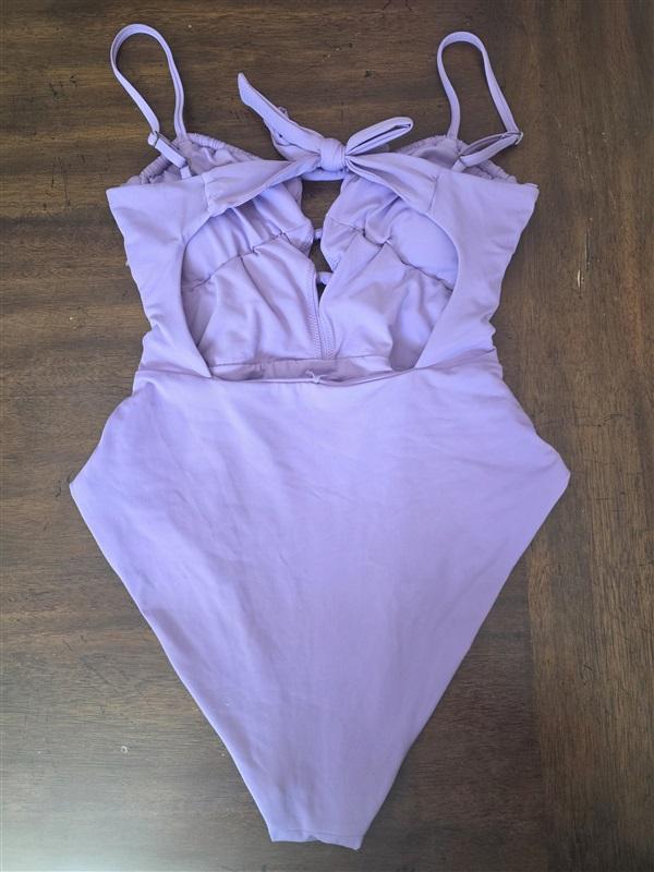 NWOT BECCA Color Code Shirred Cut Out 1PC Swimsuit Purple 127084