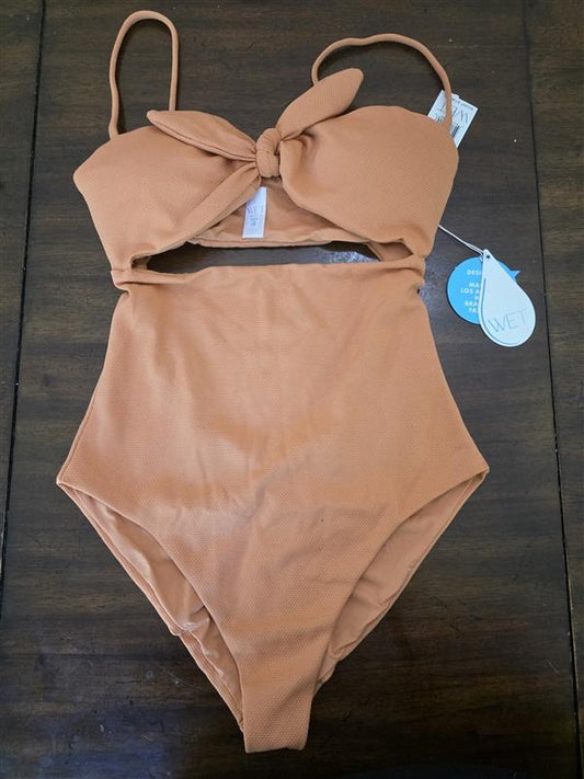 NWT Wet LA SM Deep Plunge Bow 1PC Swimsuit Terracotta Orange 127092