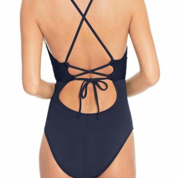 NWOT Robin Piccone 8 Lily Pink Strappy 1PC Swimsuit 127106