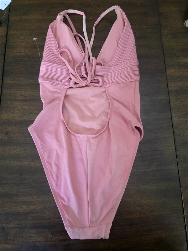 NWOT Robin Piccone 8 Lily Pink Strappy 1PC Swimsuit 127106