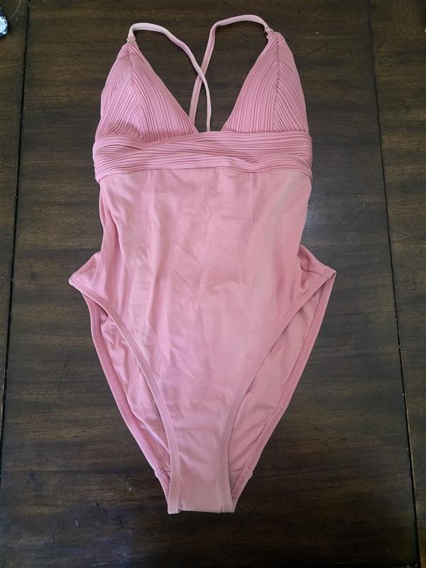 NWOT Robin Piccone 8 Lily Pink Strappy 1PC Swimsuit 127106