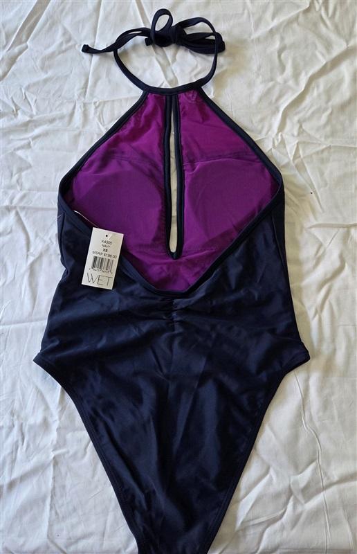 NWT Wet LA XS Deep Plunge Delilah Flower Blue 1PC Swimsuit 127108